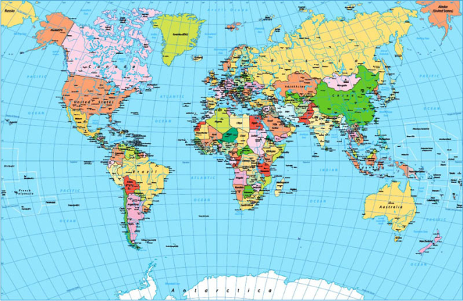 Фотообои карта мира