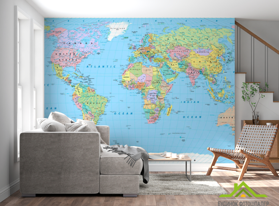 выбрать Фотошпалери Політична карта Фотошпалери карта Світу на стіну