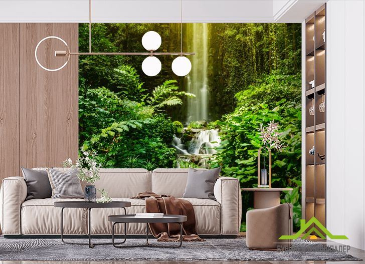 Фотошпалери водоспад і ліс