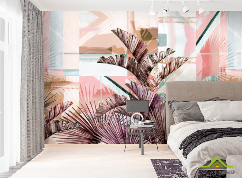 выбрать Фотошпалери рожеві тропічні листя Фотошпалери тропічні листя на стіну