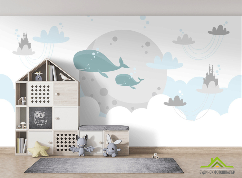 выбрать Фотообои Милые киты Фотообои в детскую на стену