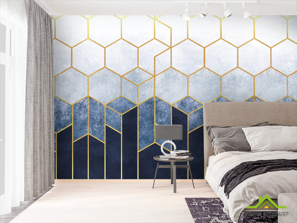 Фотообои Шестиугольники синие