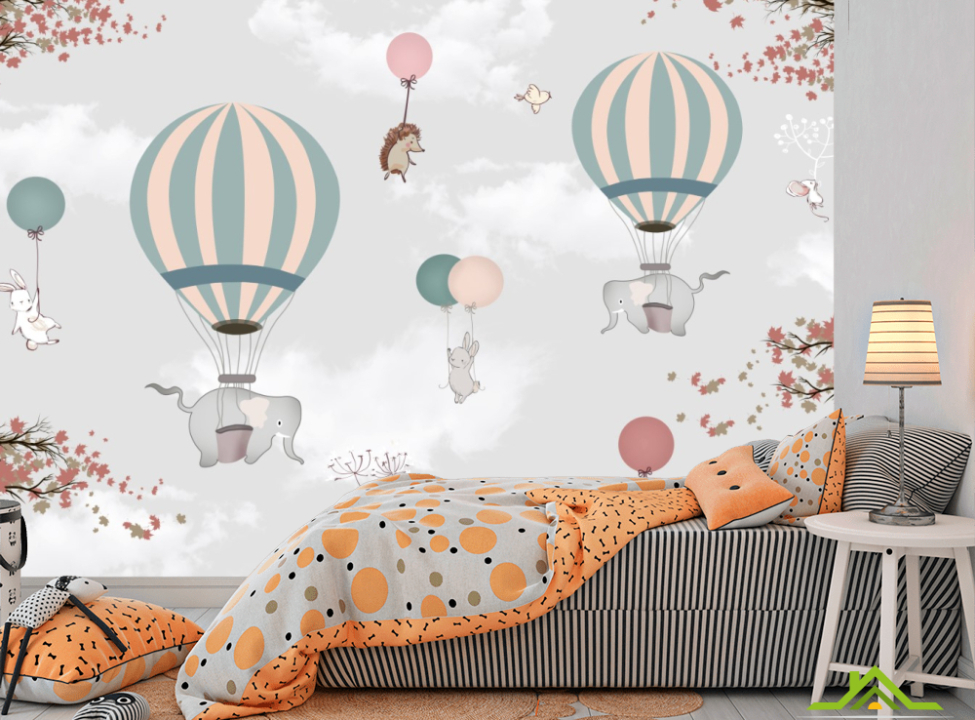 выбрать Фотообои животные на воздушных шариках Фотообои Little kids на стену