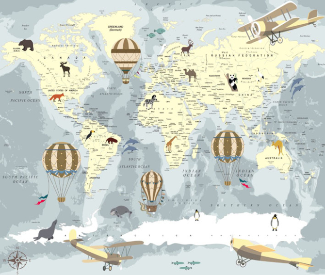 Шпалери в дитячу Карта