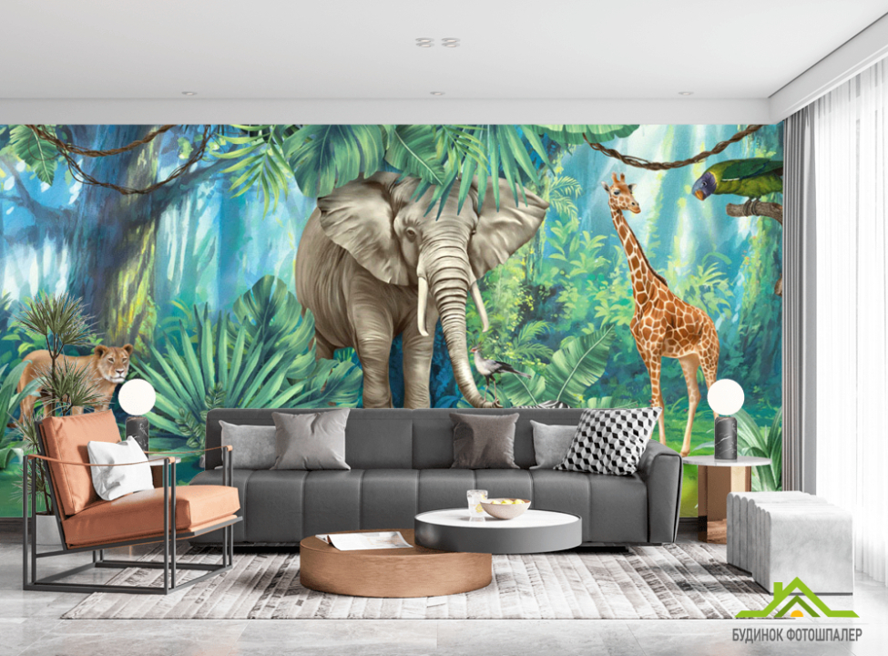 выбрать Фотошпалери Яскраві африканські тварини Фотошпалери Тварини на стіну