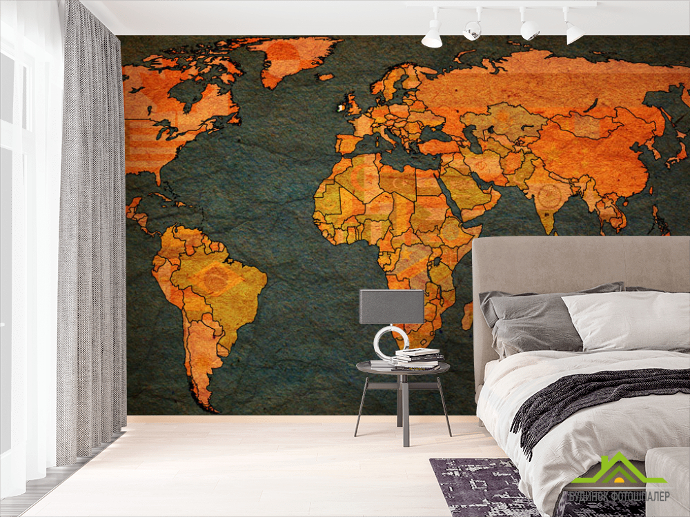 Фотообои Карта  мира на фоне бумаги