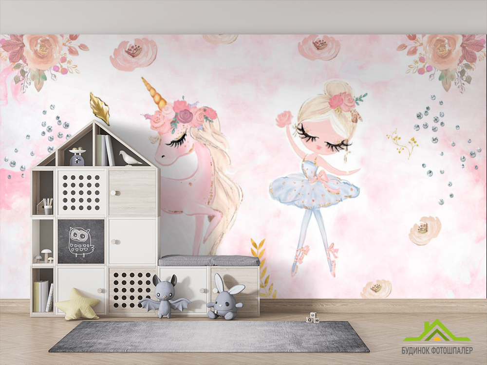 Фотошпалери єдиноріг і фея