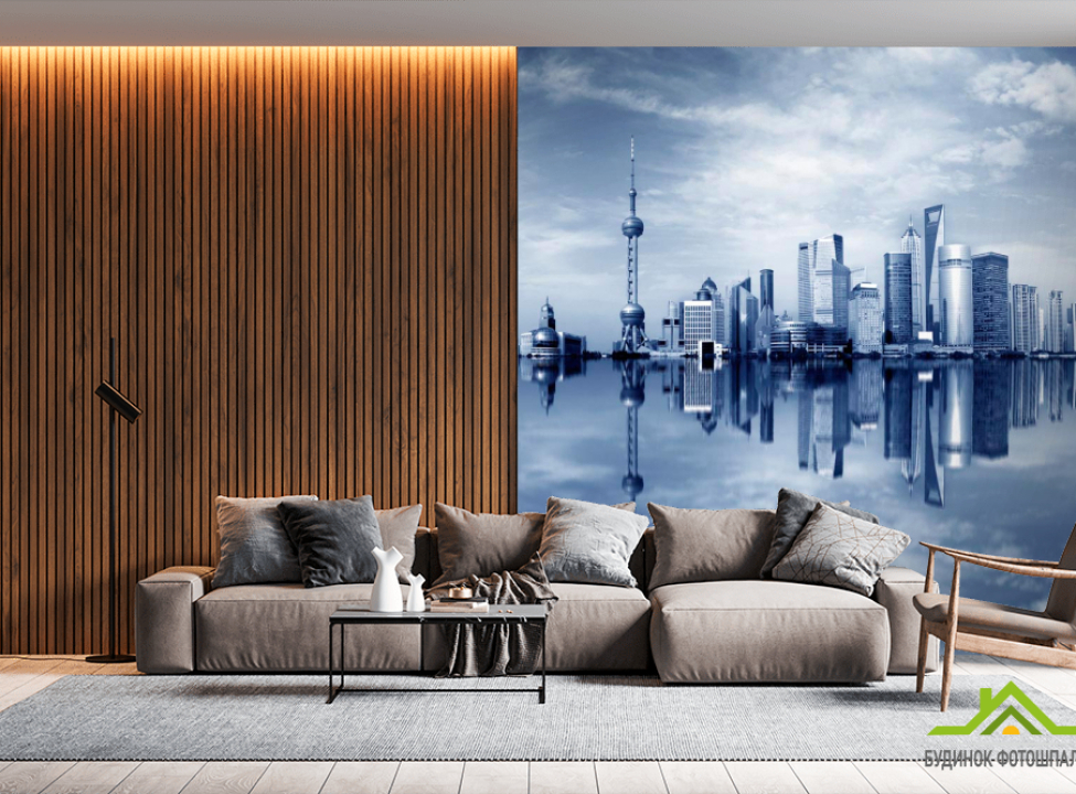 выбрать Фотообои Город в синеве Фотообои Современный город на стену