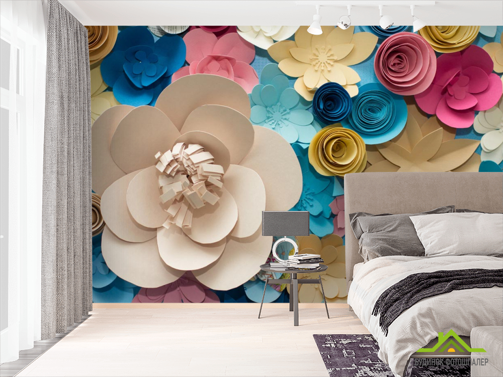 Фотошпалери різнокольорові квіти буажные