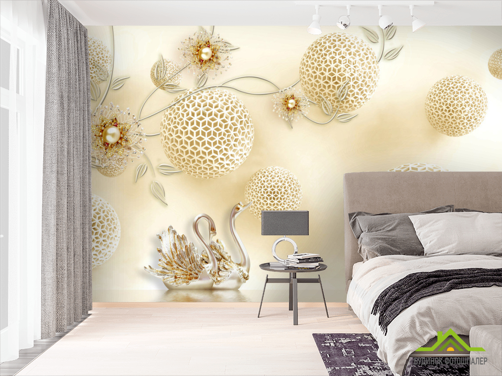 Фотошпалери Лебеді зі сферами