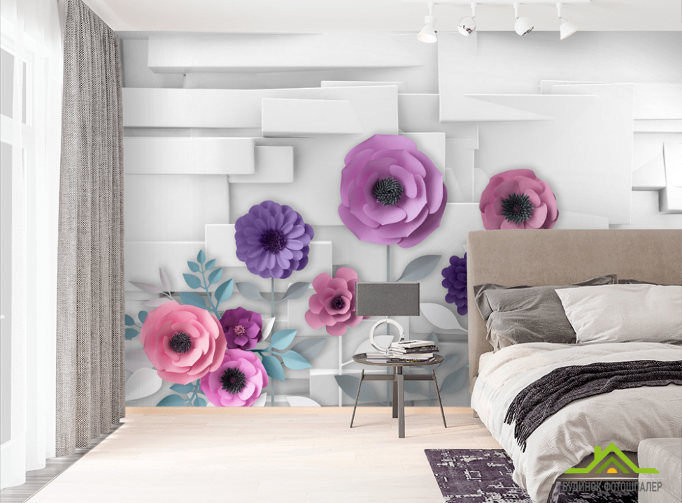 выбрать Фотошпалери 3Д паперові квіти Фотошпалери квіти 3d на стіну