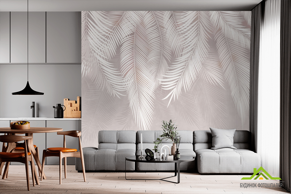 Фотообои бежевые листья на стену