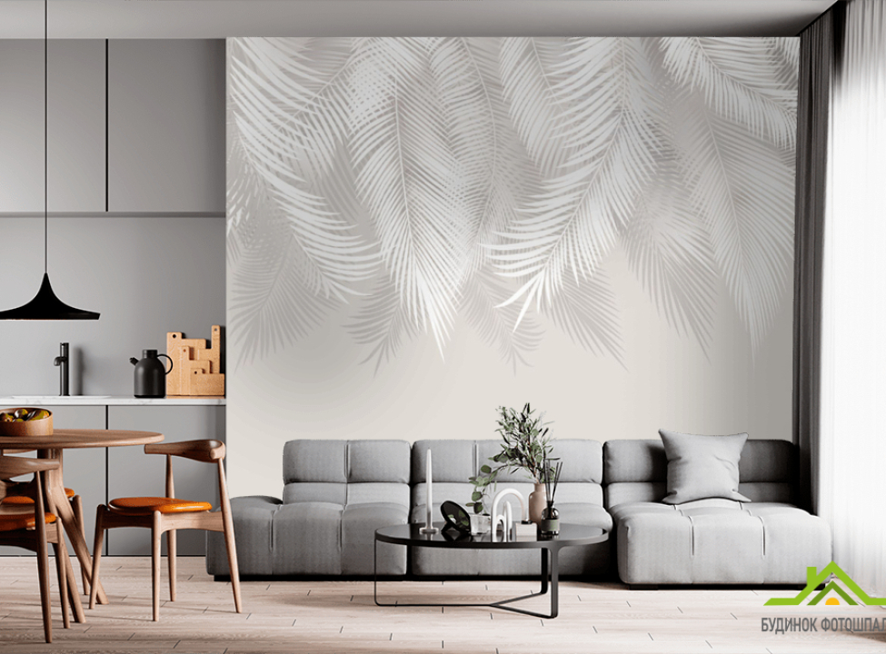 выбрать Фотообои нежные тропические листья Фотообои Дизайнерские листья на стену