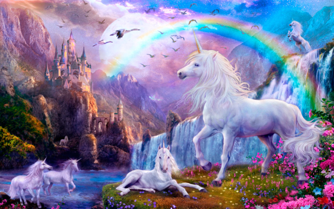 Фотошпалери Казкові єдинороги і веселка