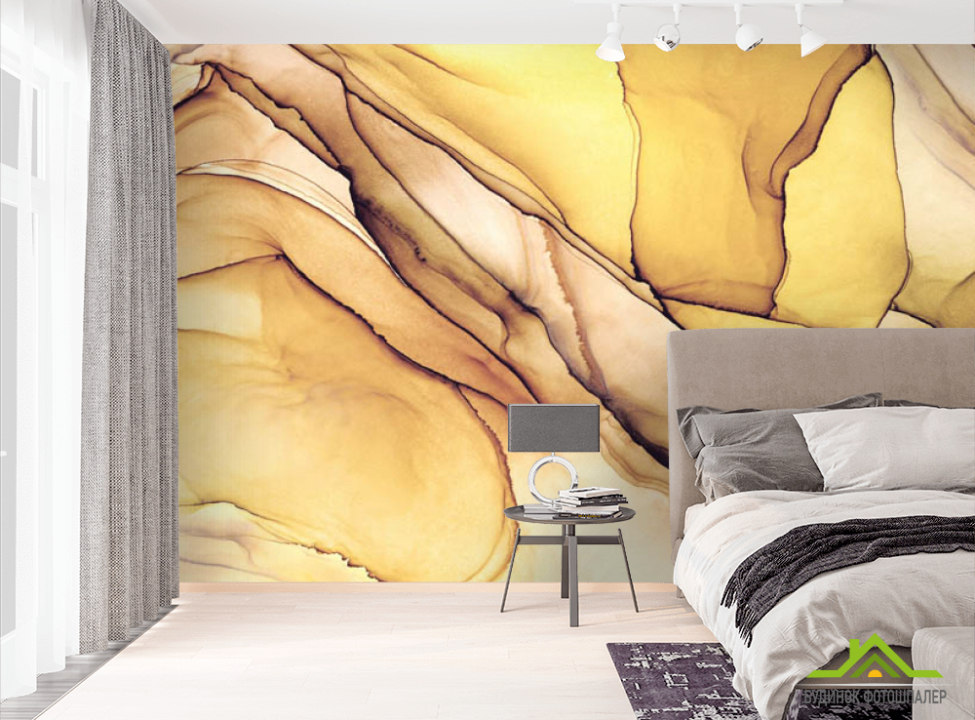 выбрать Фотошпалери Жовтий флюїд Фотошпалери Fluid art на стіну