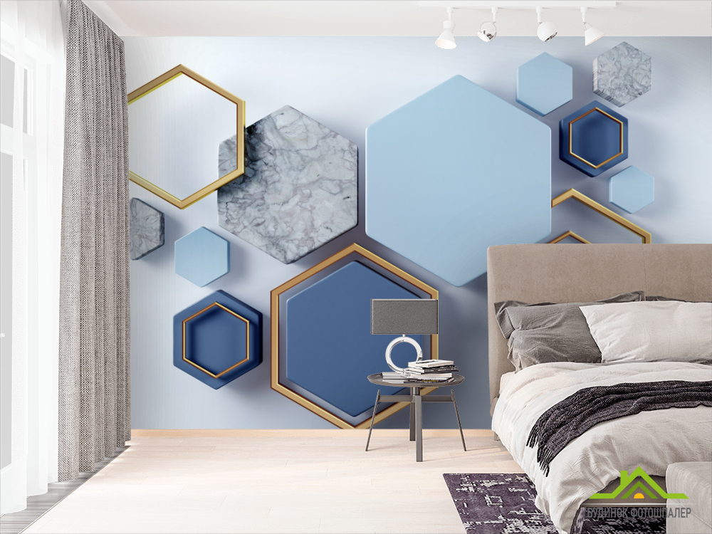 Фотообои Синие шестиугольники