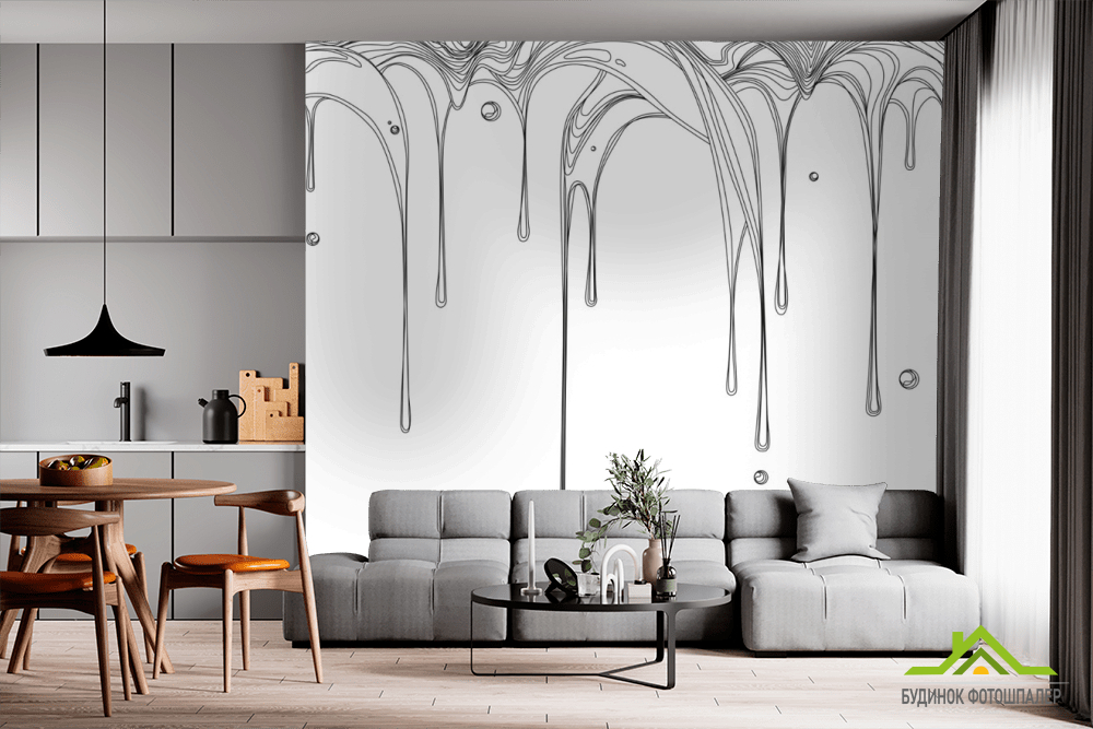 Фотообои line art капли с потолка