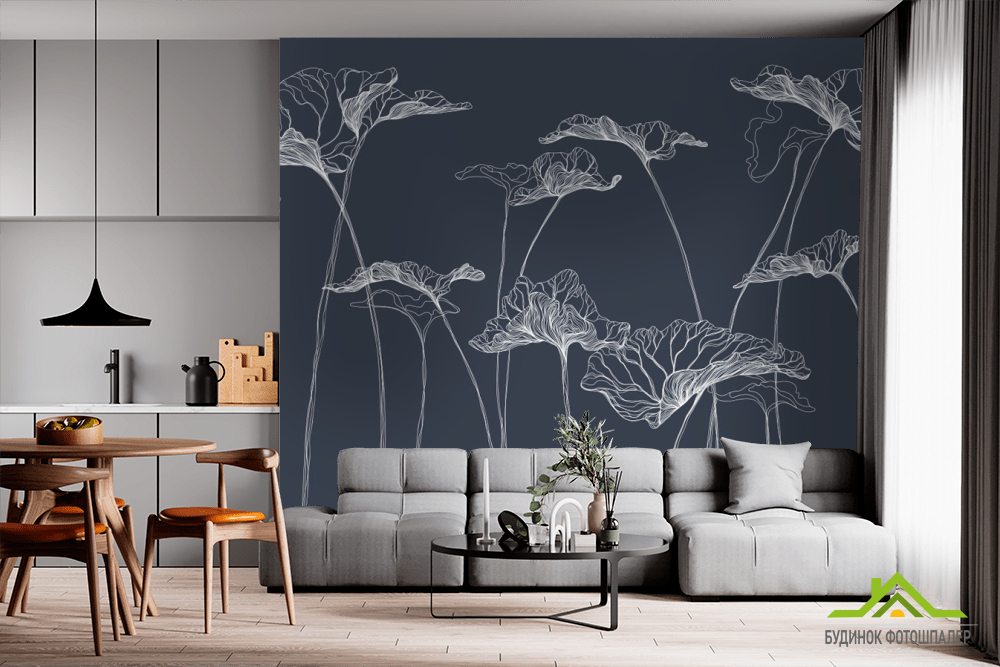 Фотошпалери квіти лінії