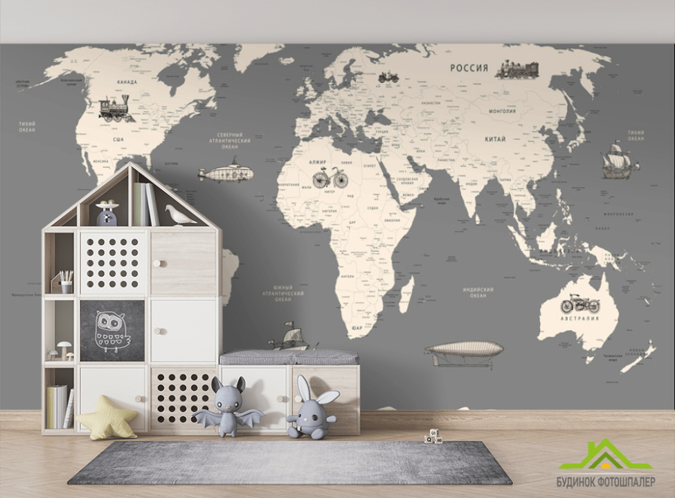 выбрать Шпалери в дитячу Карта Фотошпалери Розвиваючі карти на стіну