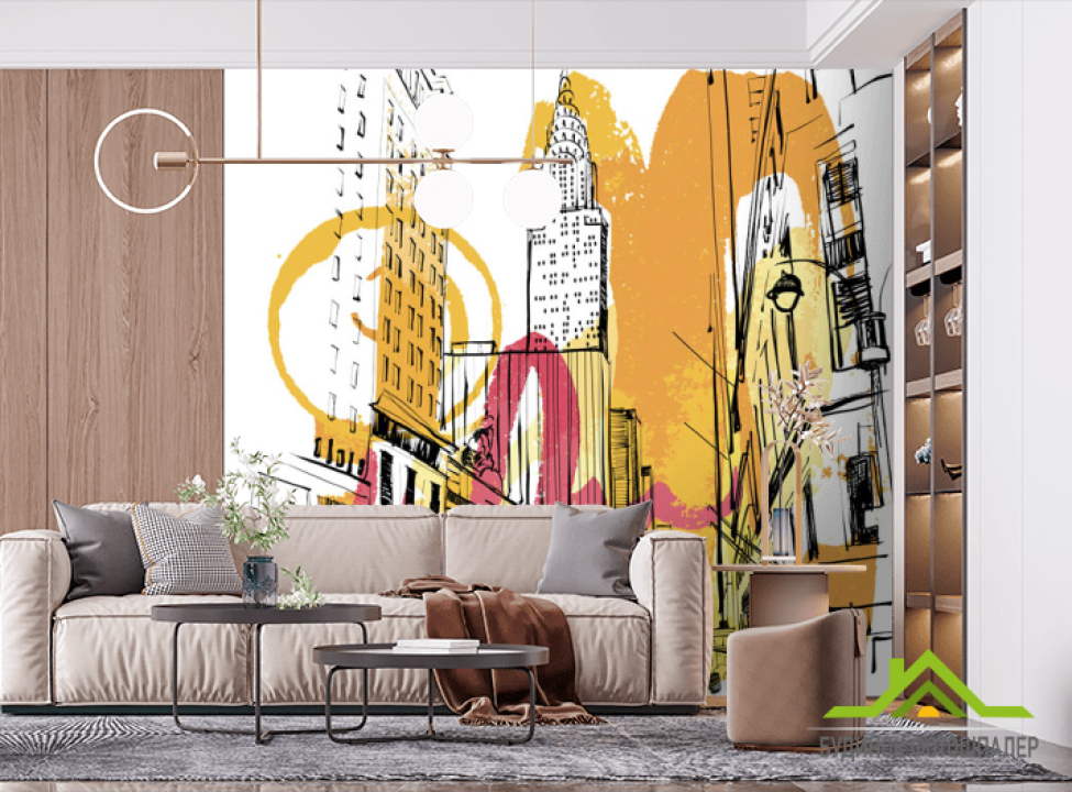 выбрать Фотошпалери Мегаполіс мальований Фотошпалери Ілюстрації на стіну