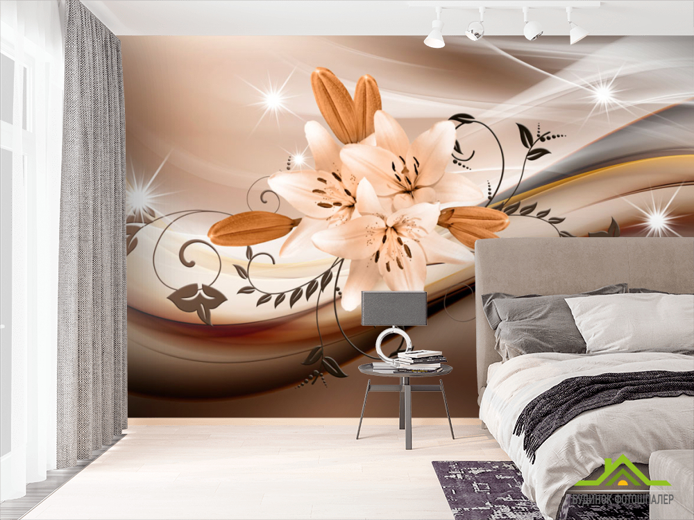 Фотошпалери Коричневі лілії 3Д