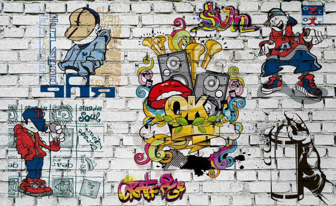 Фотошпалери 3Д стіна з графіті