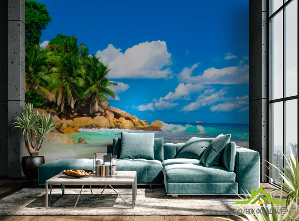 выбрать Фотошпалери Пляж, пальми, сонце Фотошпалери Море на стіну