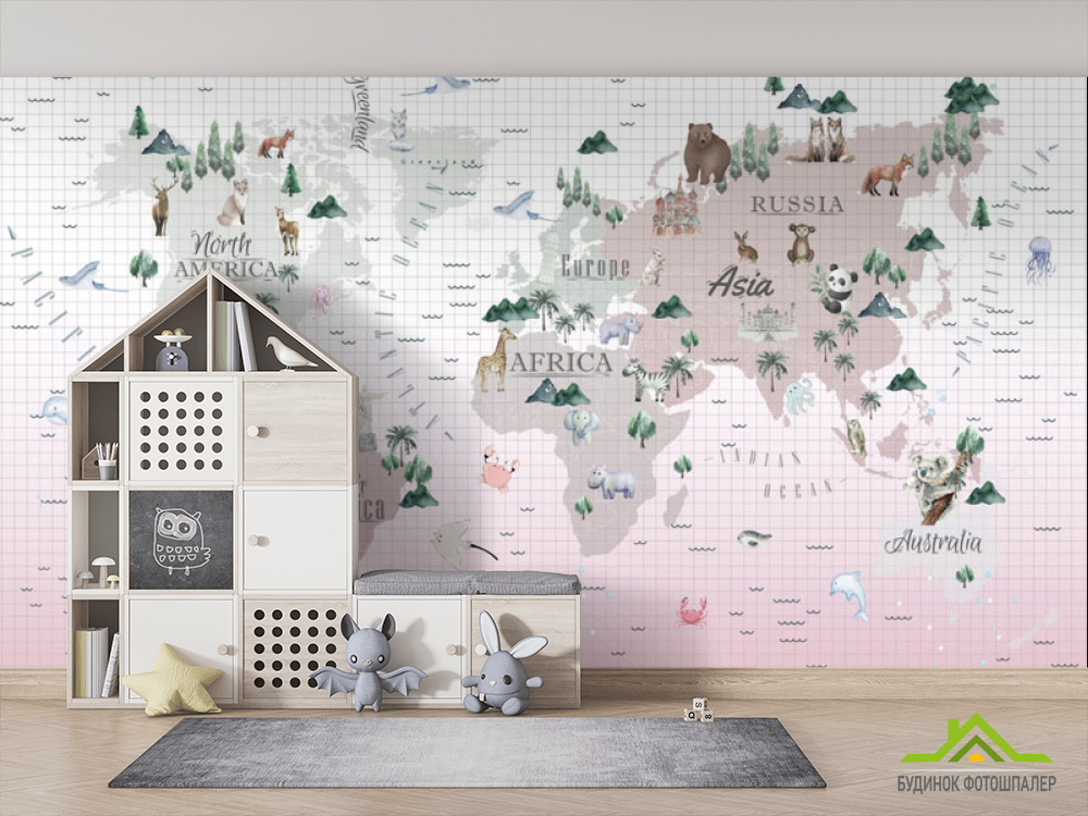 Фотошпалери рожева дитяча карта