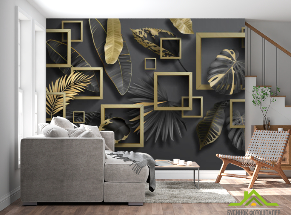выбрать Фотошпалери золоті тропічні листя Фотошпалери різні на стіну