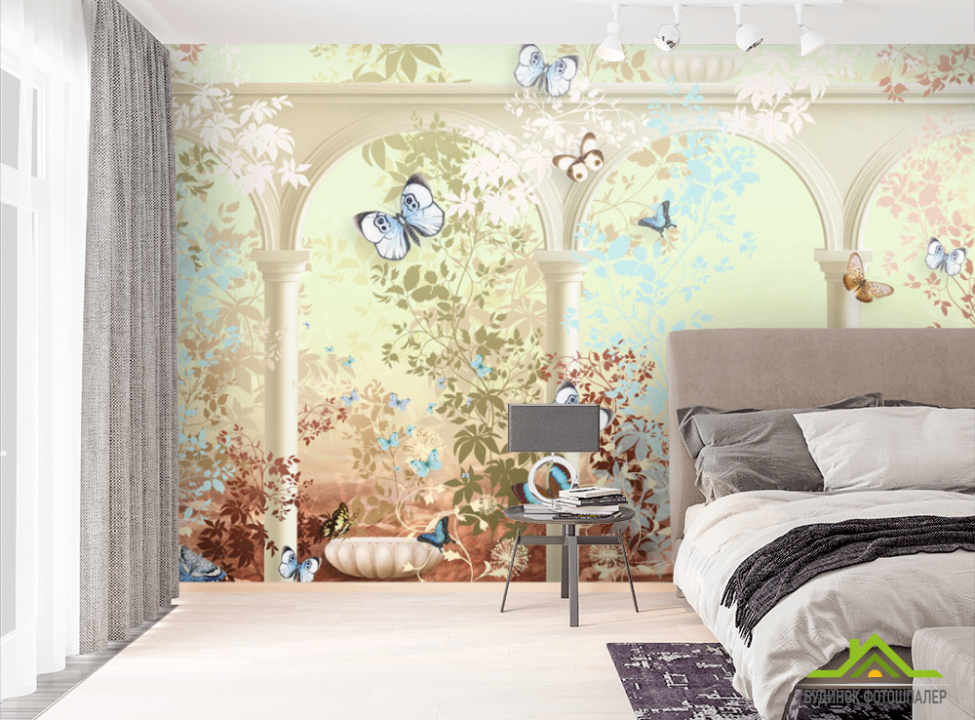 выбрать Фотошпалери Фреска з арками і метеликами Фотошпалери Фрески на стіну