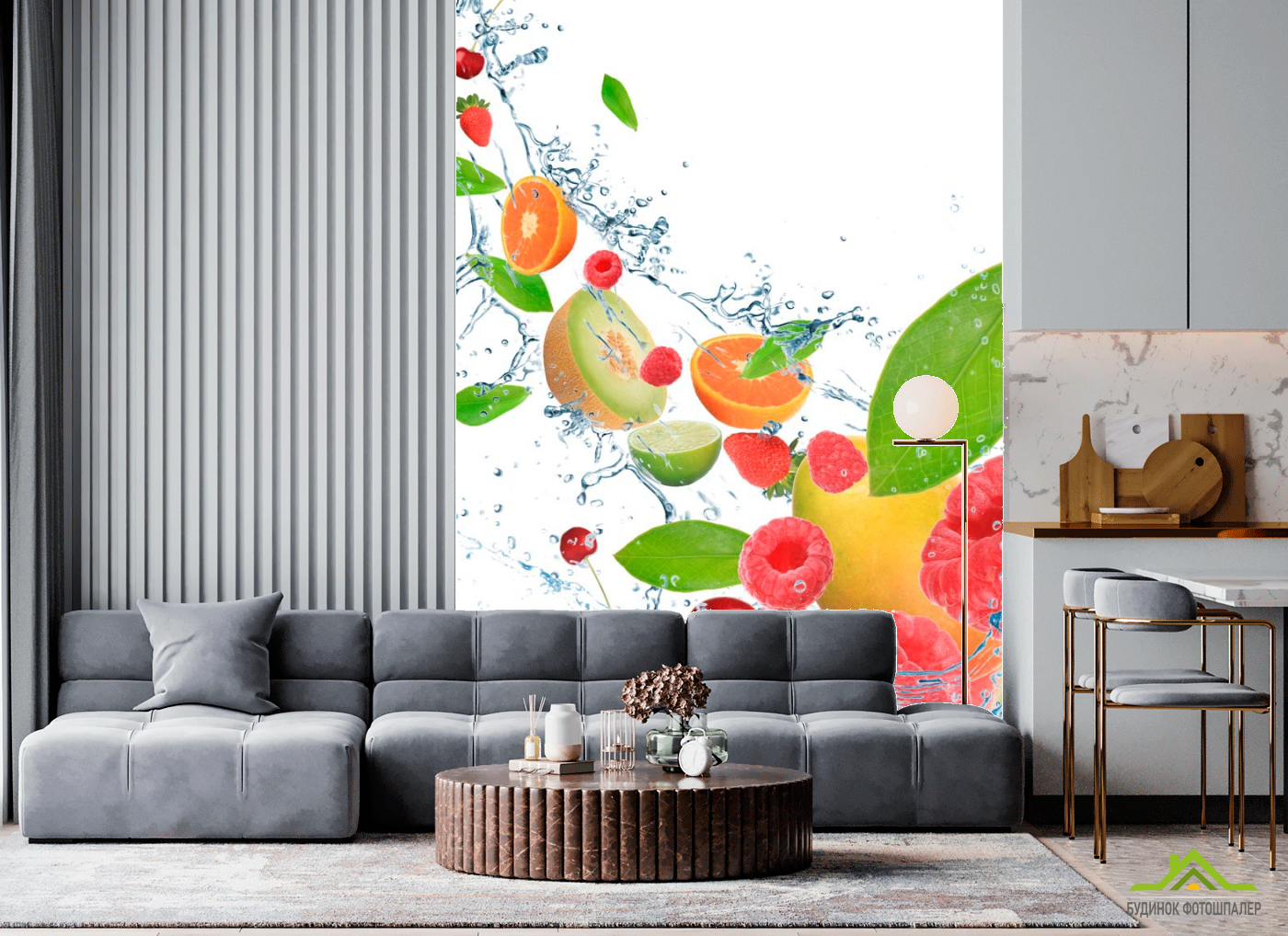 Фотообои в кухню Малина