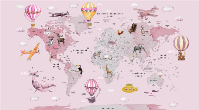 Фотошпалери дитяча карта світу