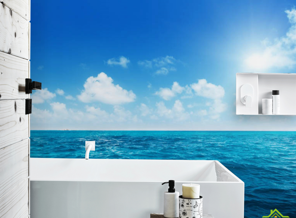 выбрать Фотообои Море с облаками Фотообои в ванную на стену