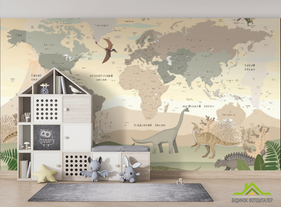 выбрать Фотошпалери дитяча карта світу Фотошпалери Розвиваючі карти на стіну