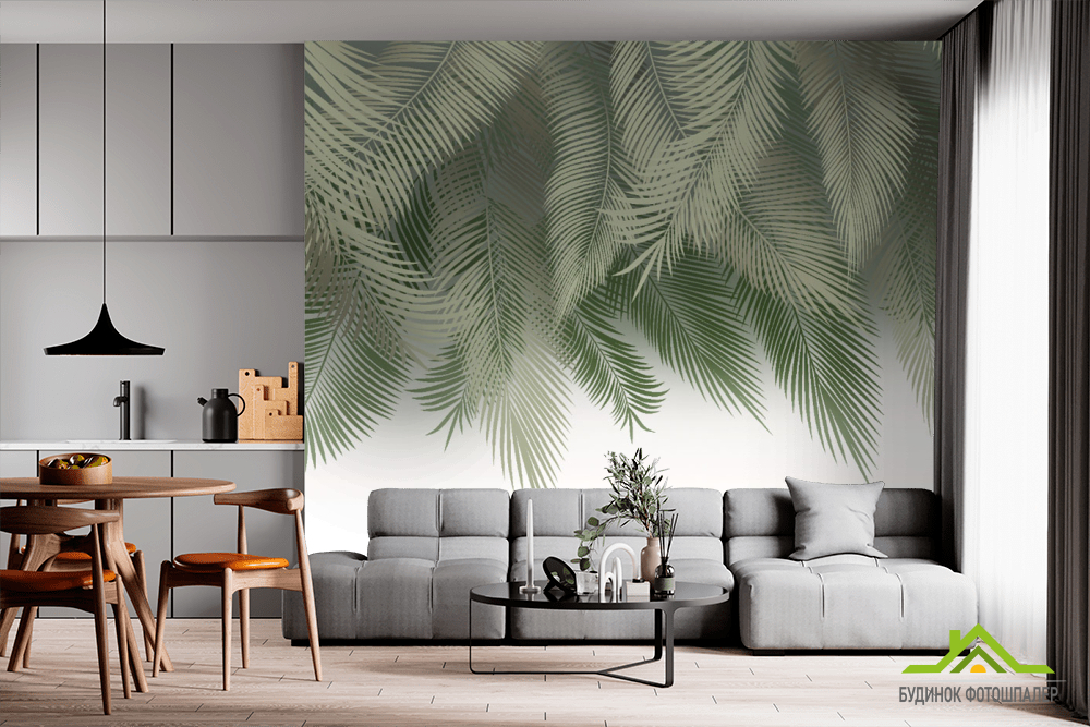 Фотошпалери зелене листя на стіну