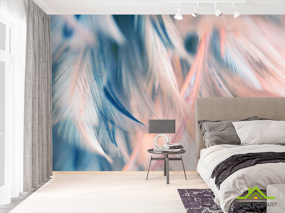 Фотошпалери бірюзові пір'я