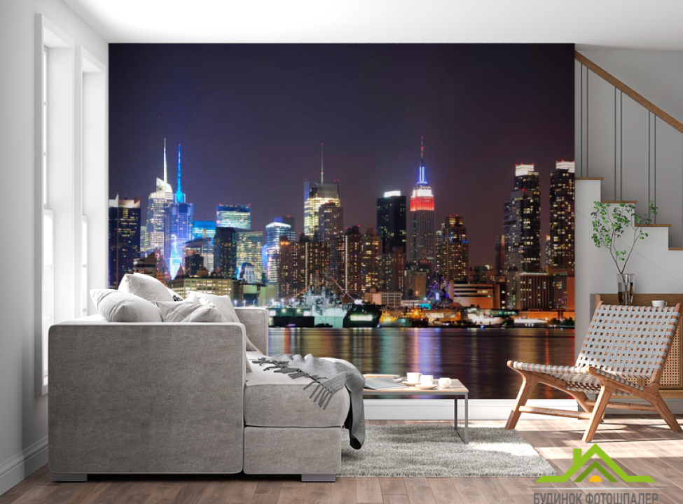 выбрать Фотошпалери New York, ніч, вода Фотошпалери Місто на стіну