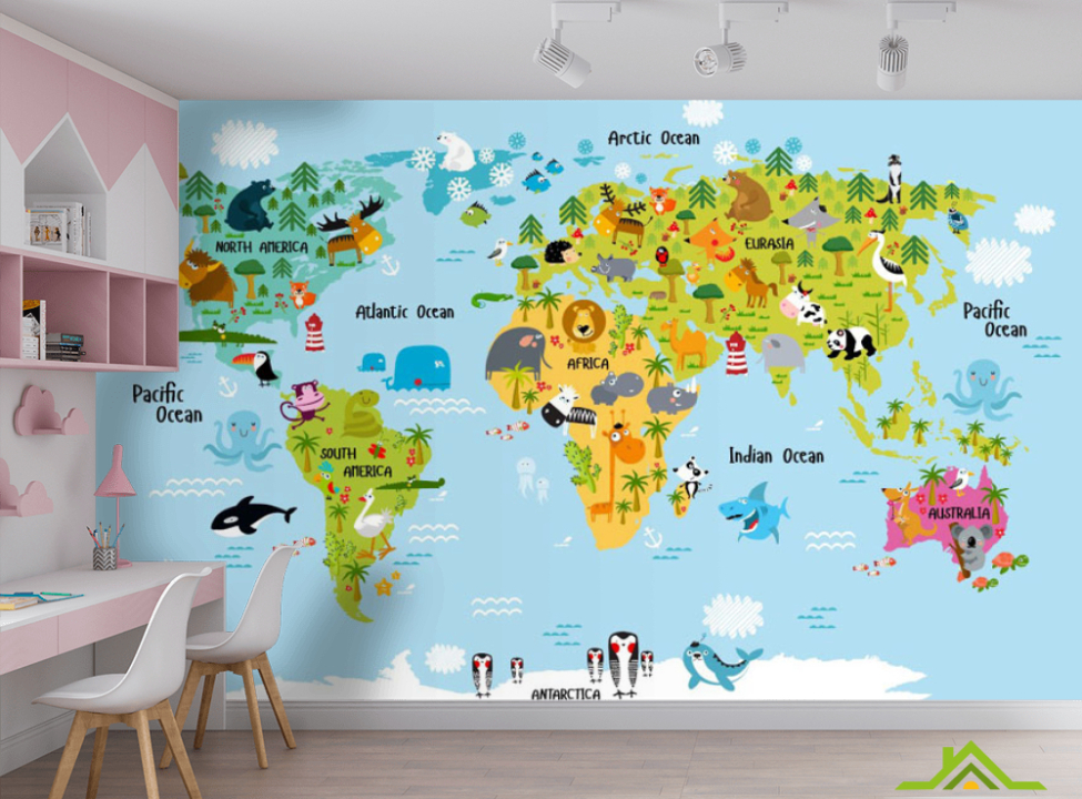 выбрать Фотообои Детская карта на английском языке Фотообои Развивающие карты на стену