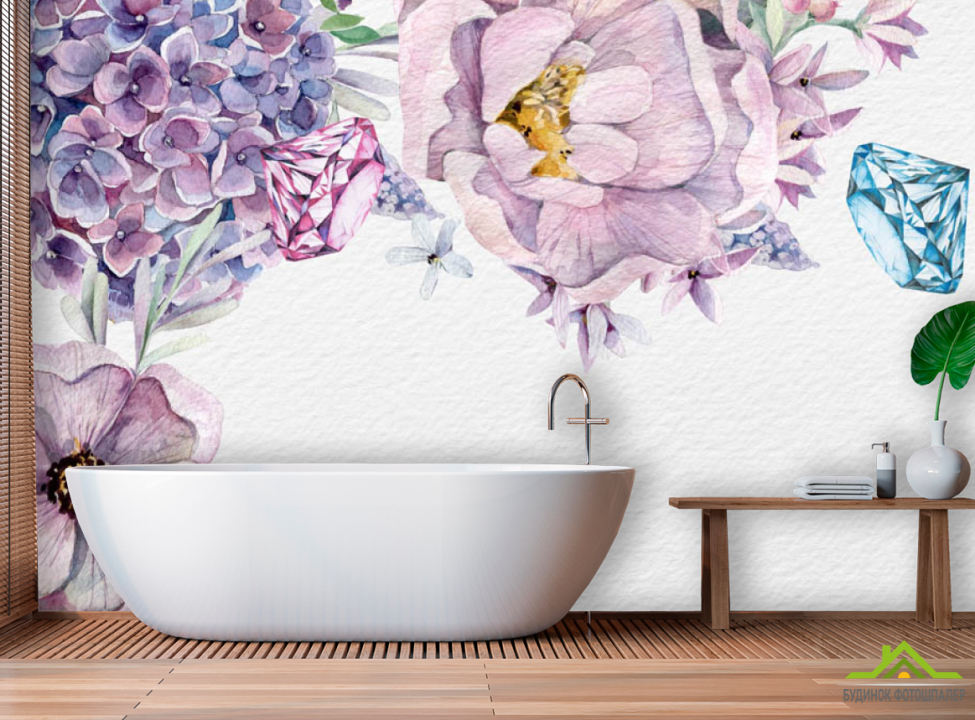выбрать Фотообои Акварельные цветы Фотообои в ванную на стену