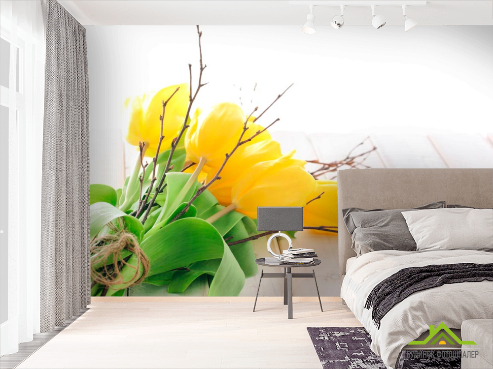 Фотошпалери Букет з жовтих тюльпанів