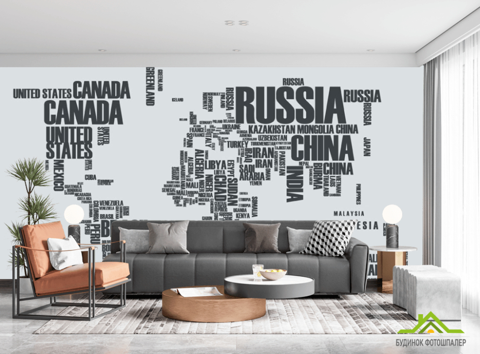 выбрать Фотообои Карта материков надписями Фотообои карта Мира на стену