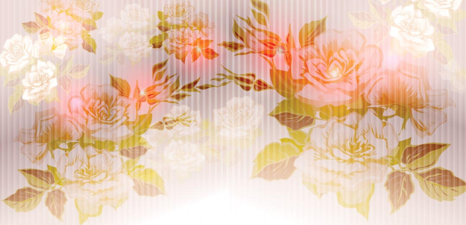 Фотошпалери Помаранчевий принт з квітами