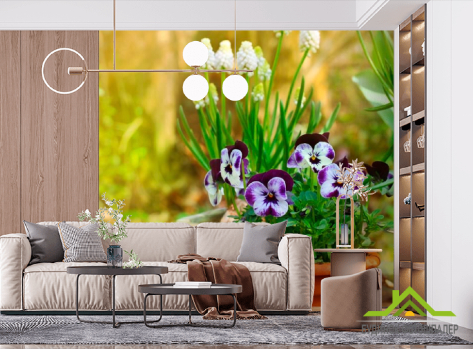 выбрать Фотообои Горшочек с фиалками Фотообои Цветы на стену