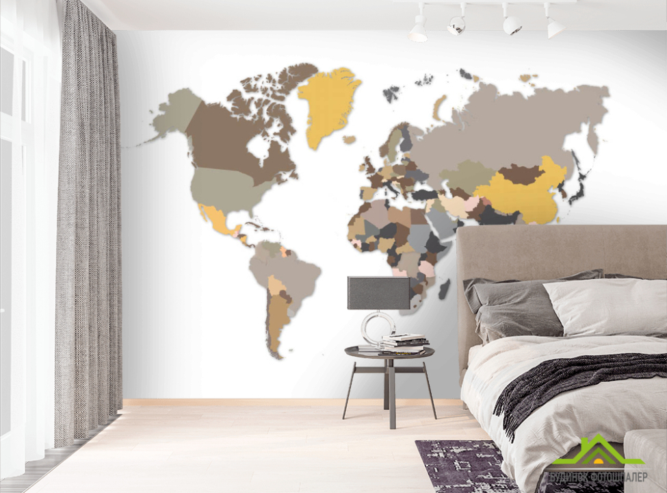 выбрать Фотошпалери Різнобарвна карта Фотошпалери карта Світу на стіну
