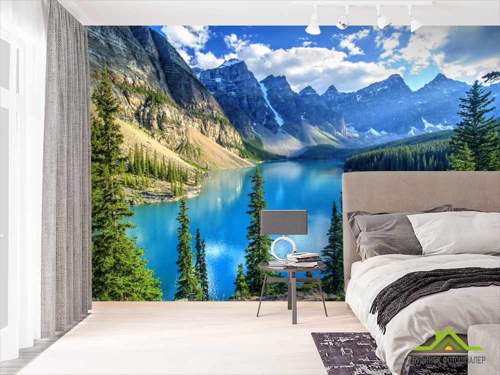 Фотошпалери блакитне гірське озеро