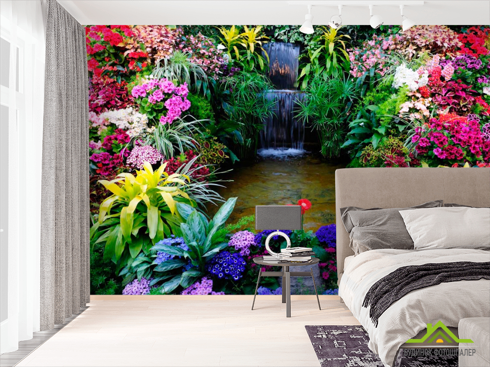 Фотообои Водопад, цветы