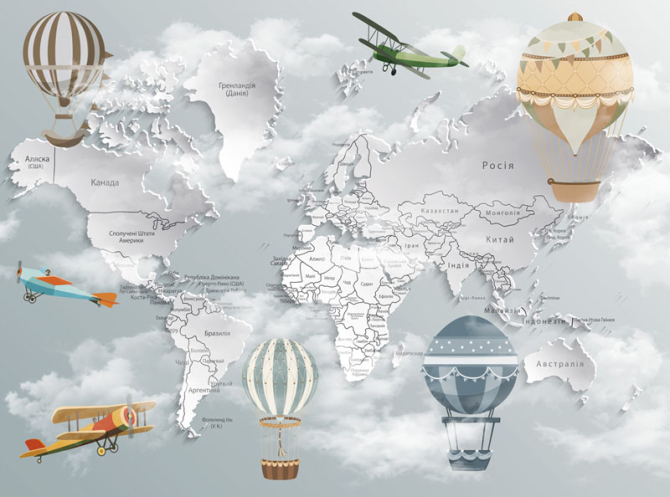 Фотошпалери Карта з повітряними кулями українською