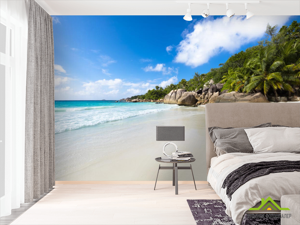 Фотообои холм с пальмами на берегу