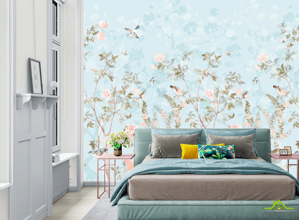выбрать Фотообои Ветви с птицами Фотообои в спальню на стену