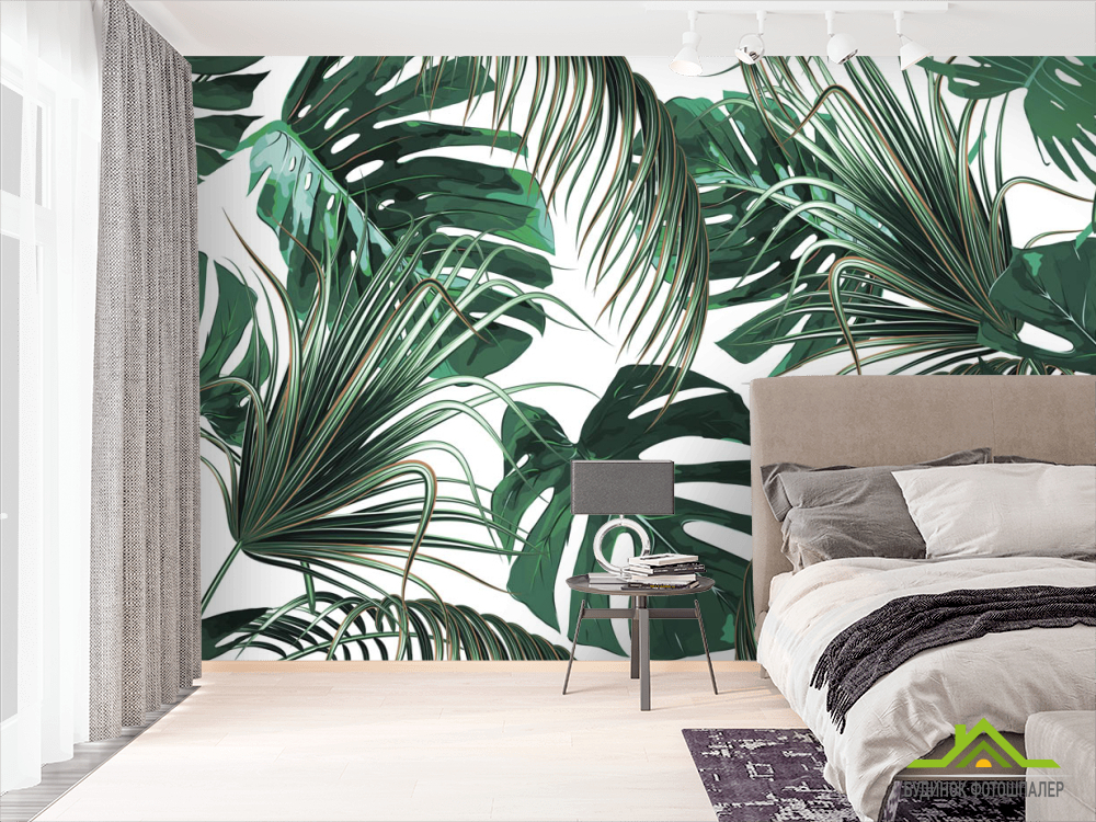 Фотошпалери Зелені тропічні листя